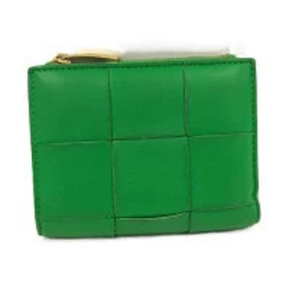 BOTTEGA VENETA Bi fold Wallet Cassette Intrecciato Leather Green